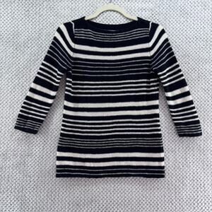 Lauren Ralph Lauren Top Women XS/S Black White Striped Linen Blend Boat Neck 70s